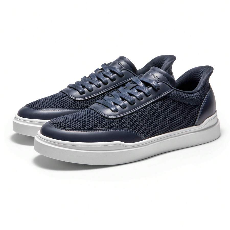 Men's Breathable Mesh Slip-On Sneakers Hands-Free Casual Walking Shoes Lightweight Comfortable Non-Slip - 藏蓝色 - 查看 1