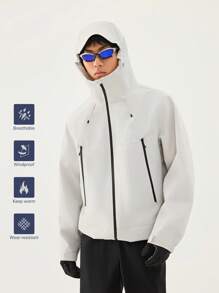 TECTOP Chaqueta de hombre 3 en 1 para exteriores con forro polar, diseño con capucha impermeable y a prueba de viento, adecuada para esquiar, hacer senderismo, otoño/invierno