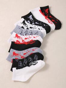 10 Pairs Of Halloween Children's Socks, Skull, Hand, Skull, Suitable For Holiday Gift Giving For Boys And Girls - Multicolor - View 4
