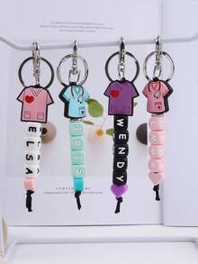 1pc Customized Nurse Uniform, Silicone Heart & Letter Beaded Keychain, Customized Name, Anti-Lost Chain, Customized Keychain, Customized Bag Charm - Stethoscope - View 3