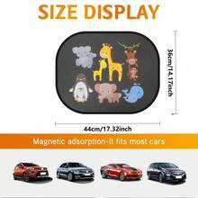 2pcs Cartoon Car Window Sunshade, PVC Electrostatic Film Side Window Sunshade With Suction Cup, UV Protection Heat Insulation Sunscreen - Multicolor - View 6