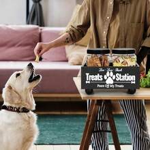 Farmhouse Storage Container - Wooden Organizer With 2 Plastic Jars - Stylish Black Design For Convenient Storage(Random Can Shape And Cans May Have Light Atscrches) - Multicolor - View 5