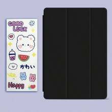 1pc Acrylic Black 3-Fold Stand Protective Case With Pen Slot, Soft Edge Anti-Fall, Acrylic Back Anti-Bending, Sleep/Wake Function, Suitable For IPad Mini6/Mini7/9.7/10.2/10.5/Air4/Air5/10.9inch/Pro11inch, Comes With 1 Sticker For DIY