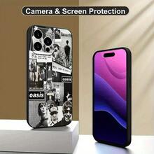 Oasis Band Creative Black Phone Case Stain Resistant And All-Round Lens Shockproof Phone Case Durable Protection Phone Case Black Classic Series Phone Accessories For Iphone11/ 12/ 13/ 14/ 15/ 16/ Pro Max Or Plus Series Case Gift - màu đen - Xem 7