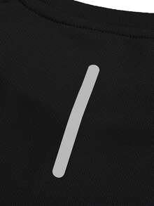 Áo thun thể thao nam tay ngắn, nhẹ, thoáng khí, nhanh khô, họa tiết sọc phản quang và cổ tròn màu trơn, thích hợp cho các hoạt động ngoài trời, đạp xe, chạy bộ, tập thể dục, màu đen mùa hè. - màu đen - Xem 6