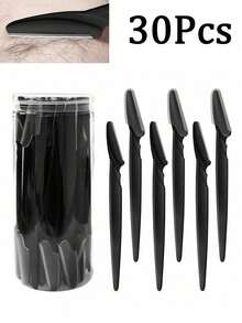 6/12/30pcs/Set Eyebrow Razor Kit, Eyebrow Trimmer & Shaver, Exfoliating Skin Scraper, Body Hair Removal Trimmer & Facial Eyebrow Razor Set With Long Handle Blades & Protective Cover, Suitable For Travel, Unisex Eyebrow Grooming Tool