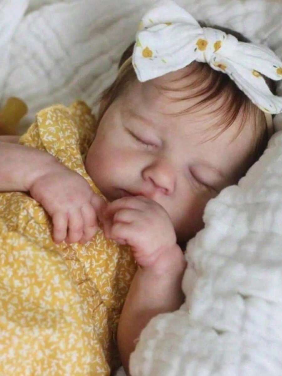 50cm realistisch schlafendes Reborn Baby Puppe mit 3D-bemalter Haut und sichtbaren Adern (Stoffkörper, Vinyl-Gliedmaßen) 20 Zoll Neugeborenes Baby Mädchen Kunstspielzeug lebensecht Kinder Geburtstagsgeschenk
