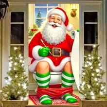 2D Door Flag, Santa Claus Door Flag - Multipurpose Christmas Decoration, Suitable For Indoor And Outdoor Use, No Power Required, Polyester Material, Great For Holiday Parties, Anniversaries, Graduations, Holiday Party Decor | Holiday Christmas Design | Durable Polyester, Christmas Decoration