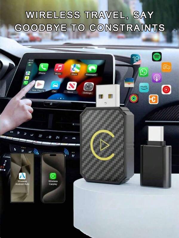 Adaptador sem fio Mini CarPlay, compatível com telefone - Conexão rápida e estável para converter o cabo de fábrica para o CarPlay sem fio para carros 2016+, adaptador Apple CarPlay sem atraso