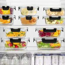 SIDIANBAN 12-Pack Glass Storage Containers With Lids, Glass Meal Prep Containers Set, Airtight Lunch Containers With Lids, Microwave, Oven, Freezer And Dishwasher - 白色 - 查看 5