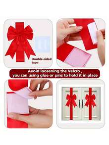 5pcs/1pc Christmas Decorative Bow Ribbons, Large Red Ribbon Bows For Cabinet, Christmas Tree, Front Door, Gift Wrapping, Holiday & New Year Decor - Multicolor - View 7