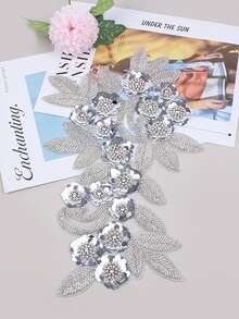 3D 串珠蕾丝绣花贴片、水钻亮片贴花、适用于服装装饰、婚纱配饰、DIY 缝纫工艺品 - 多色 - 查看 6