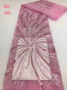 手工串珠法国蕾丝面料 2026 蓝色高品质非洲蓝色亮片蕾丝刺绣尼日利亚婚礼蕾丝材料缝纫 1 码/5 码 - 彩色 - 查看 5