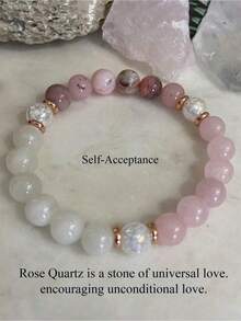 1pc Bohemian Style Love Bracelet ,Moonstone Quartz Trust And Harmony Bracelet Meditation Jewelry Gifts Women - 多色 5 - 查看 5