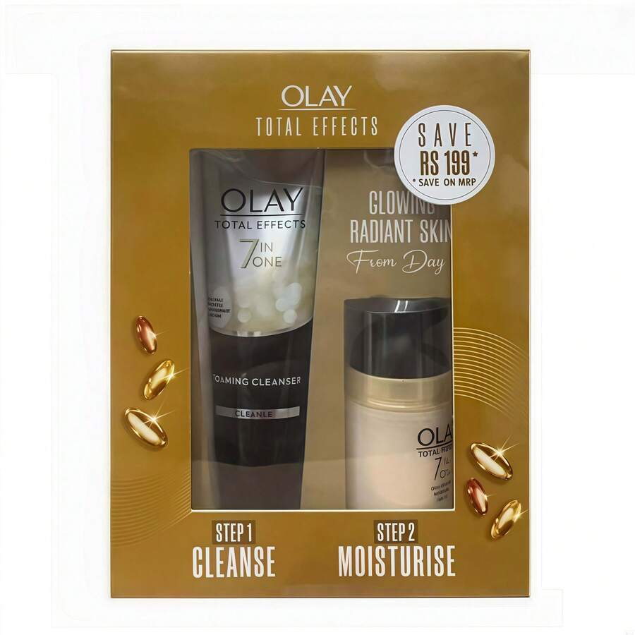 OLAY Total Effects 7-In-One Cleanser & Moisturise Kit - Cleanser 100g + Day Cream 50g