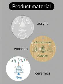 Personalisierte Weihnachtsornamente mit Namen, individuelle Weihnachtsbaumdekorationen, anpassbare Acryl-Ornamente, anpassbare runde Weihnachtsbastelbedarf, DIY-Ornamente, Weihnachten, Innen, Außen, Garten, Jahrestag, Keramik, Holz, Weihnachtsbaummuster, Raumdekoration, Junge, Mädchen, Mutter, Vater, Kinder