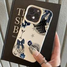 1 Ốp lưng điện thoại TPU in hình nơ xanh cổ điển, tương thích với điện thoại iPhonegi - trắng - Xem 3