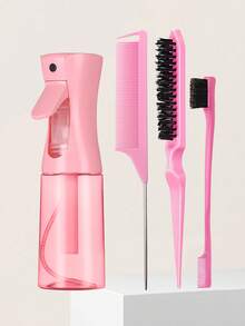 1/3/4/5/6/7/8pcs Detangling Hair Brush Set With Cute Animal Temporary Tattoos,(6.8oz/200ml)Continuous Fine Mist Water Spray Bottle For Hair,Unicorn Cartoon Detangling Brush For Adults & Girls Hair,Teasing Brush Rat Tail Comb Edge Brush For Hairstyling,Salons,Barber(Pink), Home Beauty Women Accessory Gifts, Hair Styling Kit, For Barber Salon Beauty Travel Essentials