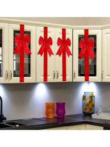 5pcs/1pc Christmas Decorative Bow Ribbons, Large Red Ribbon Bows For Cabinet, Christmas Tree, Front Door, Gift Wrapping, Holiday & New Year Decor - Multicolor - View 8