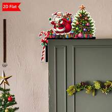 1pc, Vintage Wooden Christmas Door Corner Decoration, Santa Claus With Reindeer And Snowman, Festive Wall Accents For Indoor/Outdoor, Living Room, Bedroom, Office-Idea For Holiday Gifts And Seasonal Decor