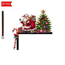 1pc, Vintage Wooden Christmas Door Corner Decoration, Santa Claus With Reindeer And Snowman, Festive Wall Accents For Indoor/Outdoor, Living Room, Bedroom, Office-Idea For Holiday Gifts And Seasonal Decor