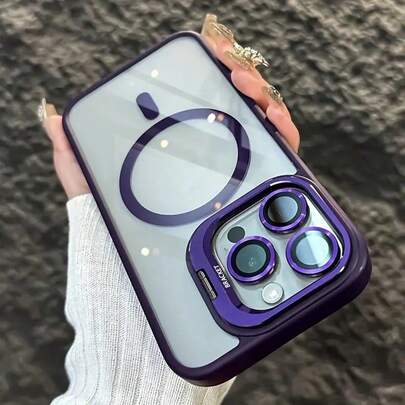 Moyork Casing Ponsel Premium Magnetik Anti Guncangan Kompatibel dengan iPhone 16/15/14/13/12/11 Pro Max, Dengan Penyangga Magnetik dan Pelindung Lensa Kaca, Tahan Air, Anti Jatuh, Anti Gores