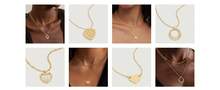 MEVECCO Layered Heart Necklace Pendant Handmade 18k Gold Plated Dainty Gold Choker Arrow Bar Layering Long Necklace For Women - 層垂直條 - 查看 2