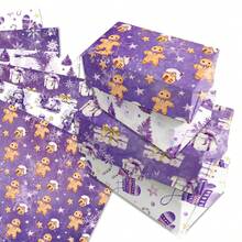 12pcs Purple Christmas Wrapping Paper Set With Snowman & Floral Designs - Festive Holiday Gift Wrap, No Accessories Included Christmas Pajamas Gifts Christmas Decor - Multicolor - View 5