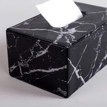 1pc Marble Pattern Leather Tissue Box Cover, Durable & Fashionable For Home And Hotel Use, Suitable For Bedroom, Living Room And Car Decor, Marble Texture Box, Stylish Design, Tissue Box Decor, Modern Kitchen And Dining Room Decor, Rectangular Marble Textured Tissue Box Holder