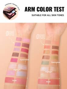 Disco de sombra de ojos, iluminador y rubor en combinación de tres capas, con acabados perlados, mate y brillante. Ideal para maquillaje diario y de festivales musicales, de larga duración. Una sola paleta con múltiples usos, esencial para viajes, fácil de llevar y ahorra espacio.