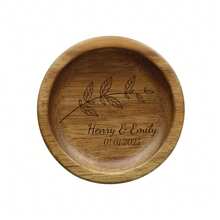 1pc Personalized Custom Ring Tray - Round Walnut Ring Tray, Laser Engraved Name - Suitable For Weddings, Engagement, Valentine's Day, Anniversary, Party, Birthday Gifts - Acacia Wood - View 6