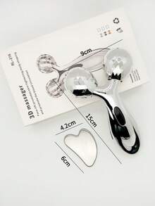 Zestaw wałków 3D do twarzy i gua sha ze stali nierdzewnej, narzędzie do modelowania twarzy, metalowa pielęgnacja skóry, masażer, zestaw prezentowy dla mamy, zestaw do pielęgnacji skóry redukujący obrzęki i zaczerwienienia, prezent dla mężczyzn i kobiet, uroda, produkty do pielęgnacji skóry, spa, pielęgnacja, narzędzia do pielęgnacji skóry, pielęgnacja twarzy, akcesoria kosmetyczne, masaż, narzędzie do masażu twarzy, wałek do twarzy