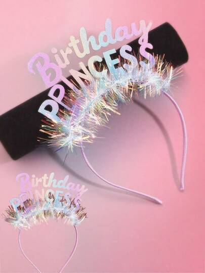 1pc Colorful Party Headband, Shiny Happy Birthday Decor, Cute Party Hat, Wedding Birthday Decor Gift For Bride And Girls, Holiday Costume Prop