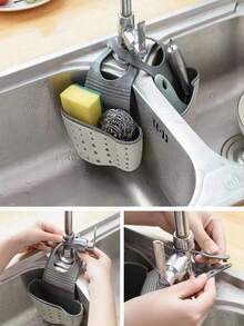 1 件塑料水槽沥水篮、厨房储物挂篮、收纳架 - 米色 - 查看 2