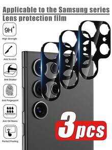 3 paquetes de protector de lente de cámara compatible con Samsung Galaxy S25 Ultra S25 S25 PLUS, cobertura completa resistente a arañazos de vidrio templado 9H para Galaxy S24 Ultra S24 S24 PLUS S23 S23 PLUS, protector de pantalla de cámara para estuches de teléfono, aplicable a protección diaria, oficina, hogar, cubierta de cámara de teléfono a prueba de agua, a prueba de golpes, resistente a arañazos