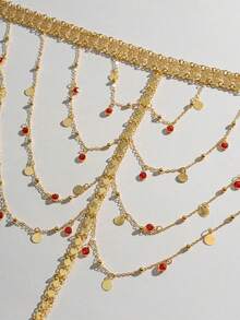 1件中东/阿拉伯节日镀金头饰，女士奢华头饰，适合婚礼、日常佩戴、派对、馈赠、发饰，准新娘适用 - 金色 - 查看 2