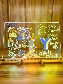 1 Stück Acryl löschbare leuchtende Zeichentafel, LED leuchtender löschbarer Notizblock, Nachrichtentafel, Memo, USB-betriebener LED Notizblock, wiederverwendbare Graffiti-Tafel mit Ständer, Reinigungstuch, farbige Stifte, geeignet für Schlafzimmer und Studiendekor, Computertisch-Malerei und Dekorationsornamente, Feste, Partys und Geburtstagsgeschenke, Halloween-Dekorationen und Weihnachtsgeschenke - Verschiedenfarbig - Übersicht 5