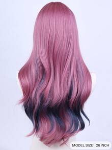 Blue Pink Bangs Wavy Long Wig 26 Inches For Party Styling Versatile Fashion Look