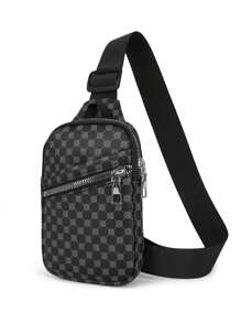 Classic And Fashionable Men PU Chest Bag Mini Wallet Key Eye Mobile Phone Organizer Street Casual Small Commuter Bag Waist Fanny Sling Shoulder