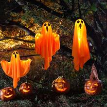 3PCS Ghost Halloween Decorations Outdoo,Halloween Decor Scary Hanging Lighted Ghost For Front Door Porch Yard Tree Halloween Hanging Decorations Outdoor - Orange - View 7