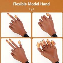 QWD Beginner & Advanced Nail Practice Hand Kit – Flexible Mannequin Hand For Nail Training, Fake Practice Hand With Movable Fingers, 200PCS Nail Tips, File, Brush & Clipper – Perfect For Nail Art Beginners & Professionals - 6合一套裝 - 查看 6
