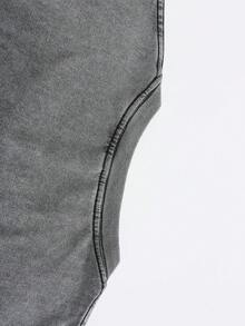 Uaddw Brand Y2K, [Retro Cotton T-Shirt]High-Quality 100% Cotton Men's Retro-Style T-Shirt Featuring A Brain Skull And Human Evolution Silhouette Pattern, Washed Short-Sleeve, Street Style, Funny Graphic Tees For Men, Fashionable And Versatile Casual Wear, Camiseta Para Hombre. - Xám - Xem 6