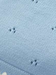 1 件休闲简约婴儿毯，儿童针织毯，带精致波浪边，儿童厚毯 - 淺藍 - 查看 6