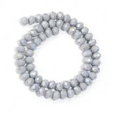 1 件闪亮灰色 AB 色多面算盘水晶扁珠，时尚百搭百搭手工 DIY 串珠散珠，适用于手链、项链、珠宝、时尚珠宝、工艺品、手机挂饰、钥匙扣、装饰品、珠子批发 - 灰AB瓷 - 查看 10