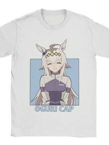 Oguri Cap Uma Musume T Shirts Men's Cotton Casual T-Shirts Crew Neck Tees Short Sleeve Clothes - 白色1 - 查看 1