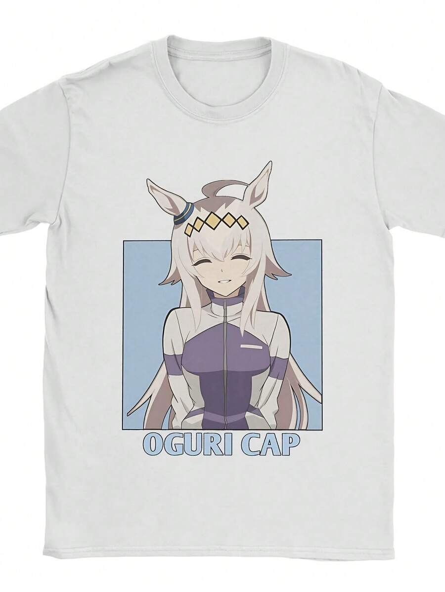 Oguri Cap Uma Musume T Shirts Men's Cotton Casual T-Shirts Crew Neck Tees Short Sleeve Clothes - 白色1 - 查看 1