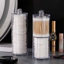 1pc Swab Holder, Makeup Remover Pad Dispenser, Covered Makeup Remover Pad Storage Box, Transparent Cosmetic Organizer, Bathroom Makeup Swab & Pad Holder - Multicolor - View 5