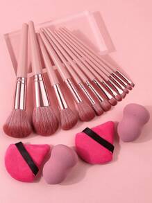 16件套专业软纤维化妆刷套装，包含腮红刷、散粉刷、眼影刷、遮瑕刷，多功能面部化妆刷，质地细腻，干湿两用化妆海绵/三角粉扑，化妆刷套装，化妆刷套装，化妆刷套装，全套化妆工具，化妆刷套装，全套化妆工具，化妆刷套装，化妆礼盒套装 - 彩色 - 查看 4