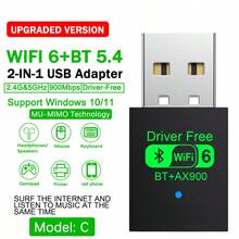 VAORLO 2 In 1 Bluetooth 5.4 USB Adapter + WIFI 6 Wireless Network Card (2.4G & 5GHz) Dual Band Receiver For PC/Laptop Win 10/11 Driver-Free MU-MIMO Multi-Device Connection, Bluetooth Mode For Bluetooth Headsets Speakers Bluetooth Mouse And Keyboard - Black - View 9