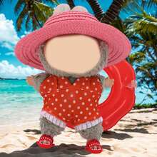 [Clothing Only] 17cm Fabric For Bikini, Doll Clothes, Summer Polka Dot Swimwear, Green Laabubu Doll Dress - Multicolor - View 1